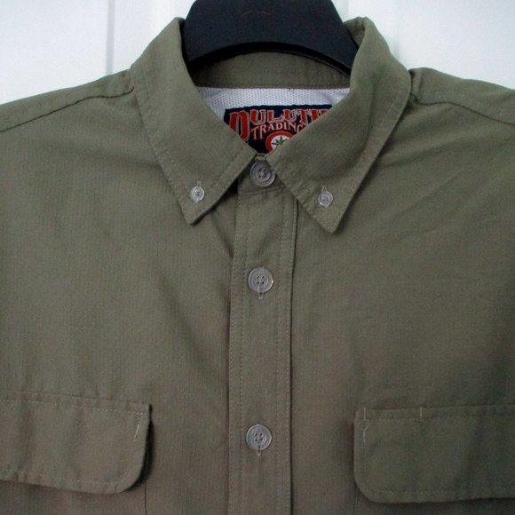 Duluth Trading Mens L/S Khaki Green Button Down Vented Work Shirt NWOT - Size LT - Picture 1 of 2